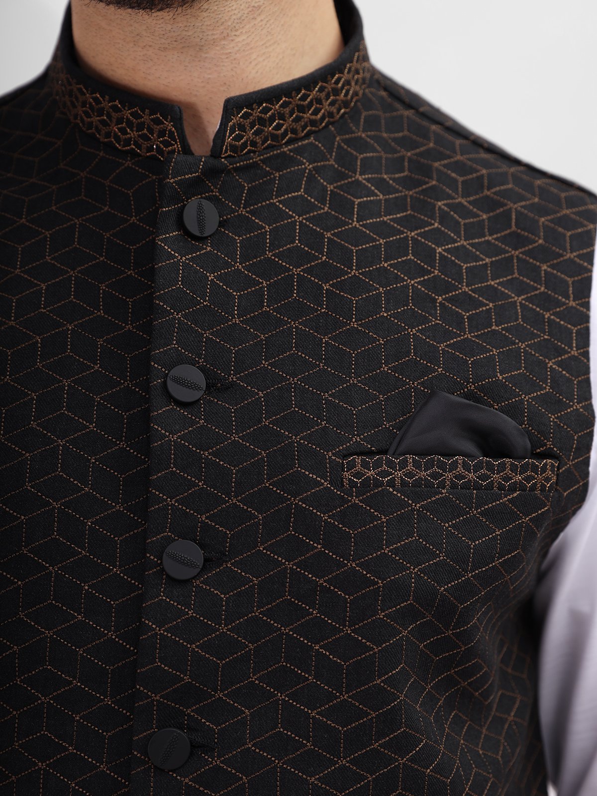 Edenrobe - Men's Black Waist Coat Ceremonial - EMTWCC21-079