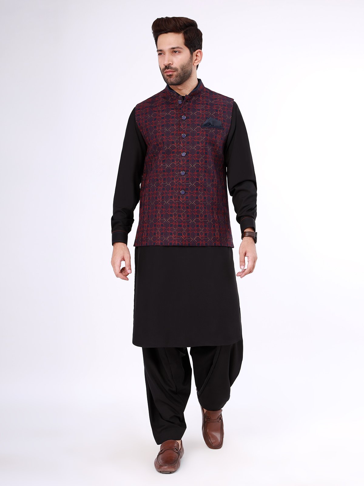 Edenrobe - Men's Dark Navy Waist Coat Ceremonial - EMTWCC21-080