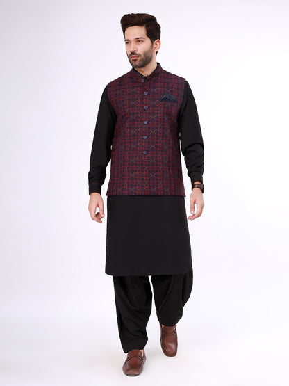 Edenrobe - Men's Dark Navy Waist Coat Ceremonial - EMTWCC21-080