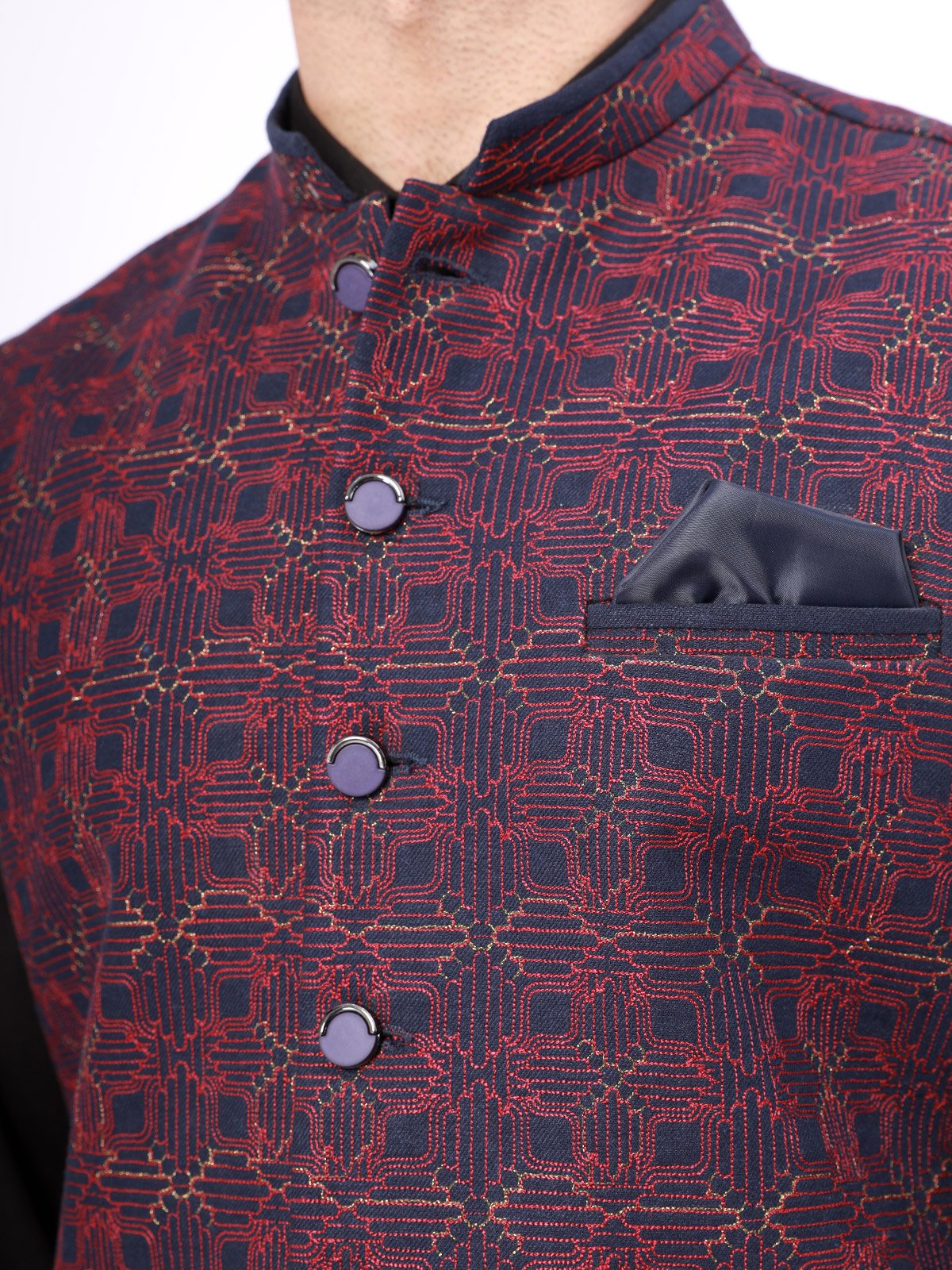 Edenrobe - Men's Dark Navy Waist Coat Ceremonial - EMTWCC21-080