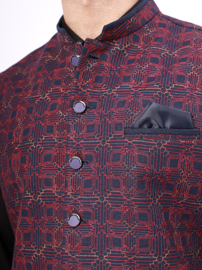 Edenrobe - Men's Dark Navy Waist Coat Ceremonial - EMTWCC21-080