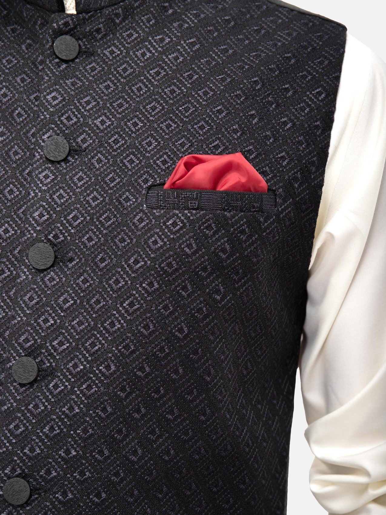 Edenrobe - Men's Black Waist Coat Ceremonial - EMTWCC21-081