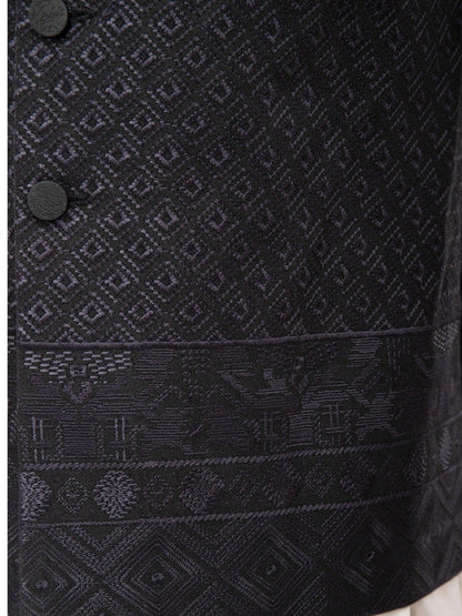 Edenrobe - Men's Black Waist Coat Ceremonial - EMTWCC21-081