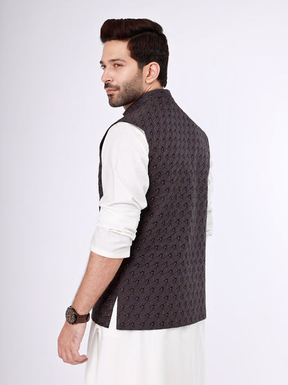 Edenrobe - Men's Purple Waist Coat Ceremonial - EMTWCC21-082