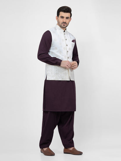 Edenrobe - Men's White Waist Coat Ceremonial - EMTWCC21-083