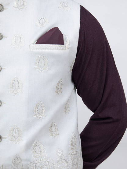 Edenrobe - Men's White Waist Coat Ceremonial - EMTWCC21-083