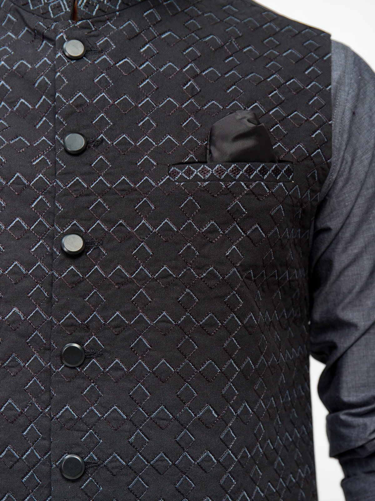 Edenrobe - Men's Black & Grey Waist Coat Suit - EMTWCS21-009