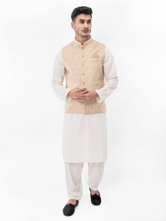 Edenrobe - Men's Light Beige Waist Coat - EMTWC21-013