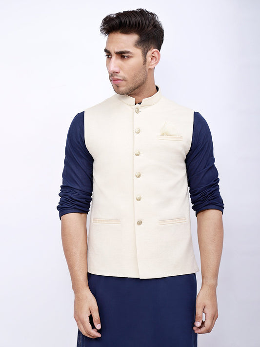 Edenrobe - Men's Cream Waist Coat - EMTWC21-35726