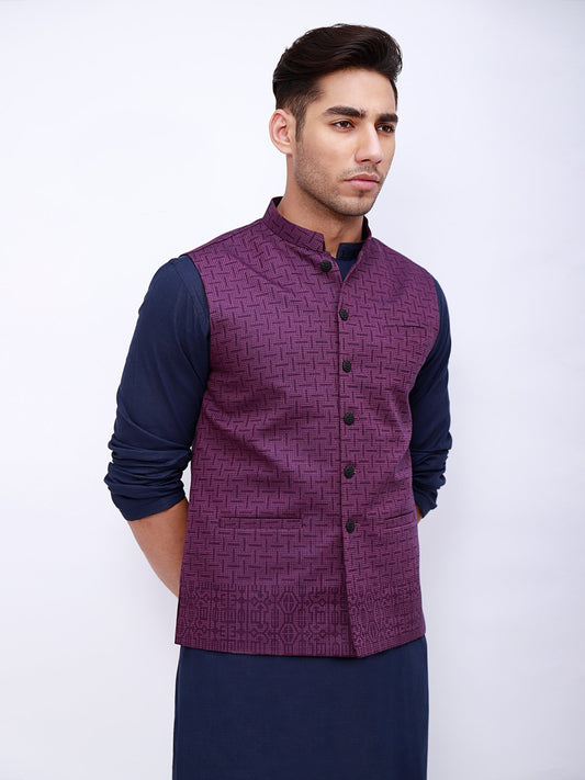 Edenrobe - Men's Purple Waist Coat - EMTWC21-35733
