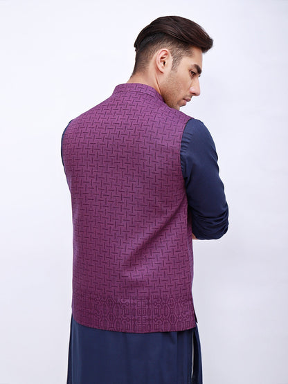 Edenrobe - Men's Purple Waist Coat - EMTWC21-35733