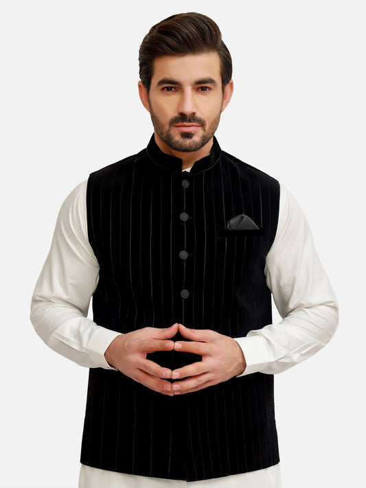 Edenrobe - Men's Black Waist Coat - EMTWC21-35736