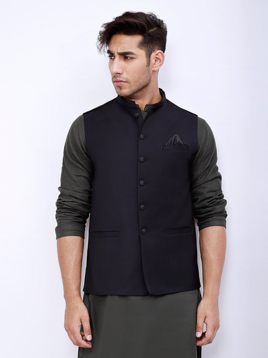 Edenrobe - Men's Black Waist Coat - EMTWC21-35737