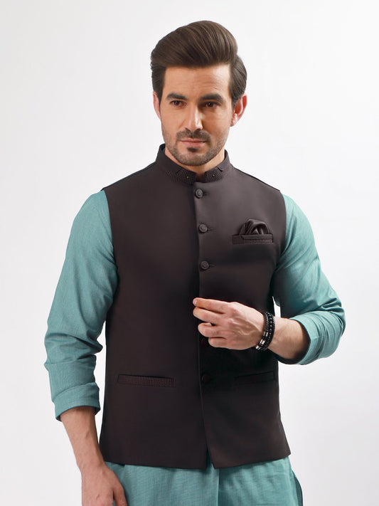 Edenrobe - Men's Dark Brown Waist Coat - EMTWC21-35739