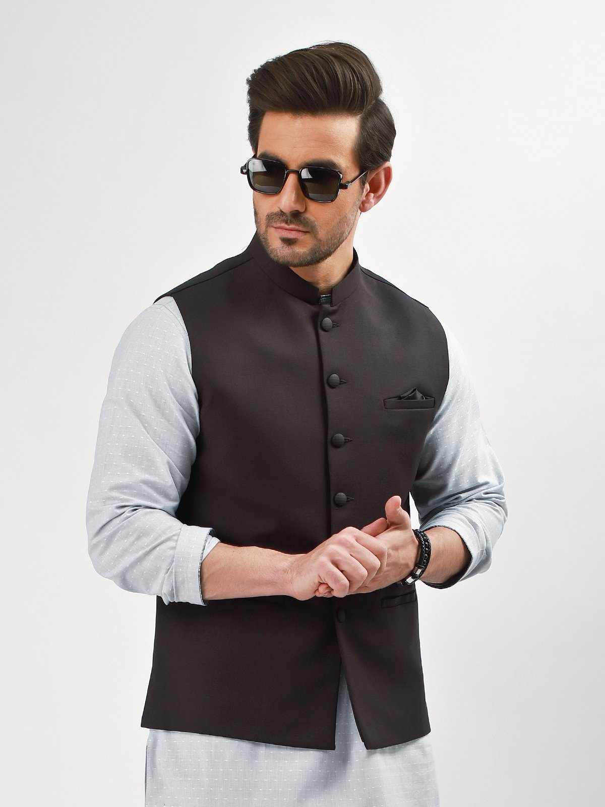 Edenrobe - Men's Dark Brown Waist Coat - EMTWC21-35740