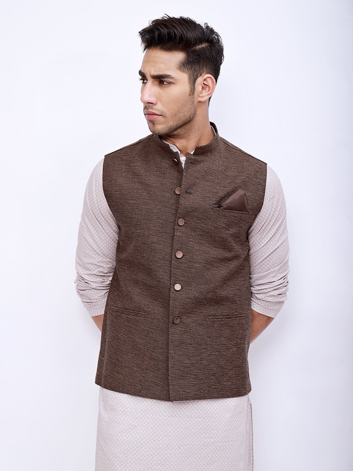 Edenrobe - Men's Brown Waist Coat - EMTWC21-35742