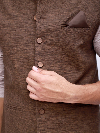 Edenrobe - Men's Brown Waist Coat - EMTWC21-35742