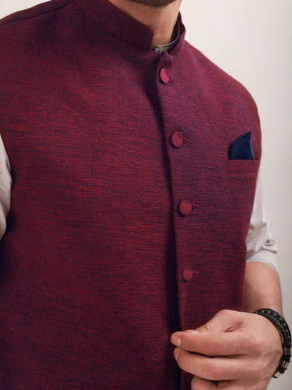 Edenrobe - Men's Maroon Waist Coat - EMTWC21-35744