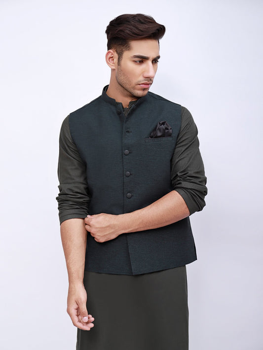 Edenrobe - Men's Dark Teal Waist Coat - EMTWC21-35745