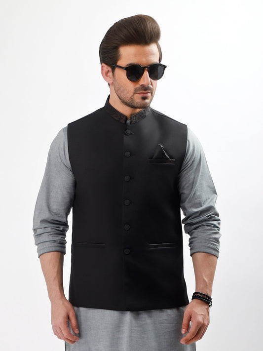 Edenrobe - Men's Black Waist Coat - EMTWC21-35747