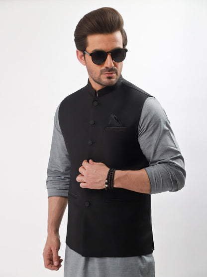 Edenrobe - Men's Black Waist Coat - EMTWC21-35747