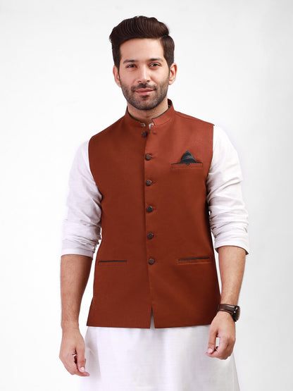 Edenrobe - Men's Brown Waist Coat - EMTWC21-35749