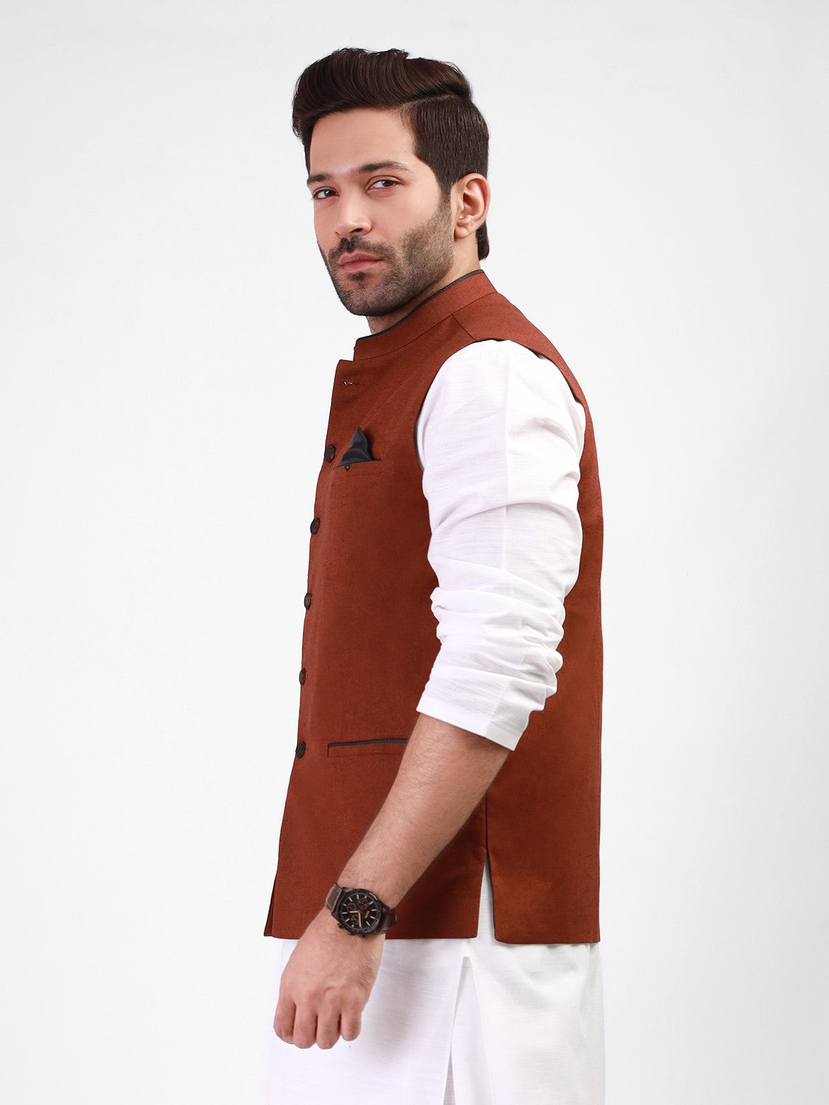 Edenrobe - Men's Brown Waist Coat - EMTWC21-35749