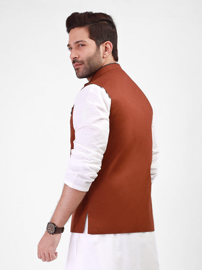 Edenrobe - Men's Brown Waist Coat - EMTWC21-35749