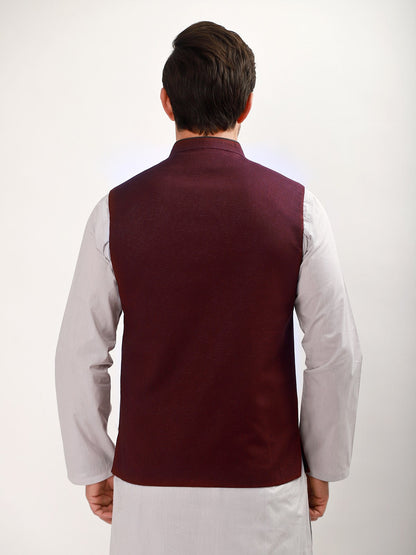Edenrobe - Men's Maroon Waist Coat - EMTWC21-35752