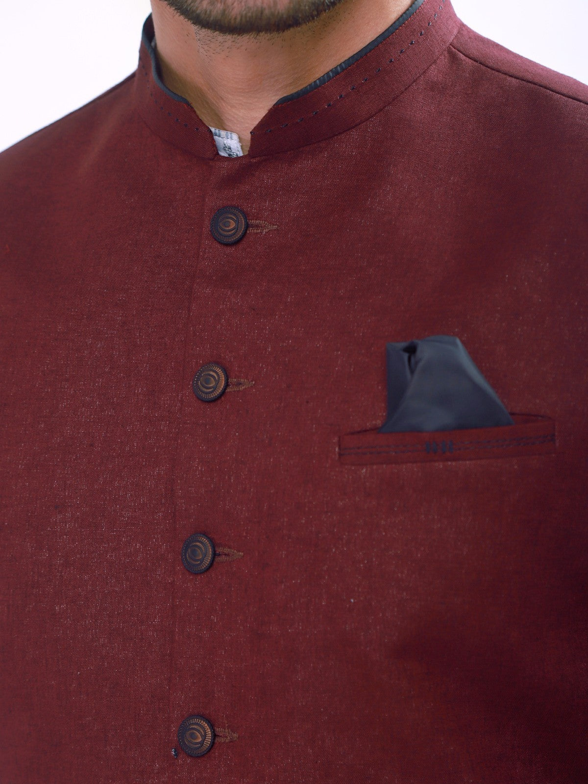 Edenrobe - Men's Maroon Waist Coat - EMTWC21-35752