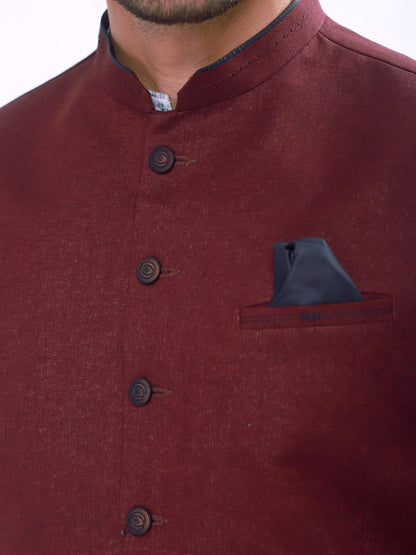 Edenrobe - Men's Maroon Waist Coat - EMTWC21-35752
