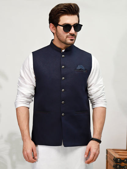 Edenrobe - Men's Navy Blue Waist Coat - EMTWC21-35753