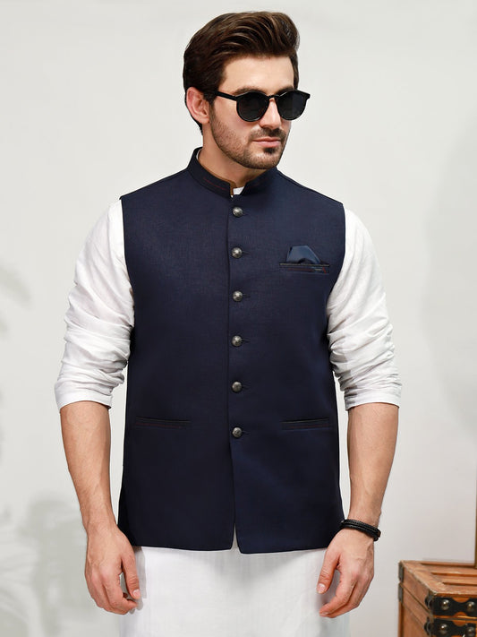 Edenrobe - Men's Navy Blue Waist Coat - EMTWC21-35753