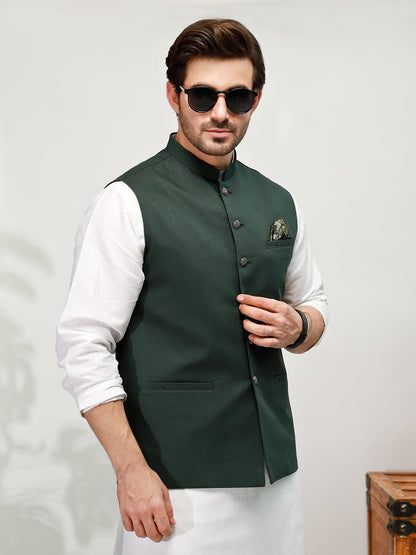 Edenrobe - Men's Bottle Green Waist Coat - EMTWC21-35755