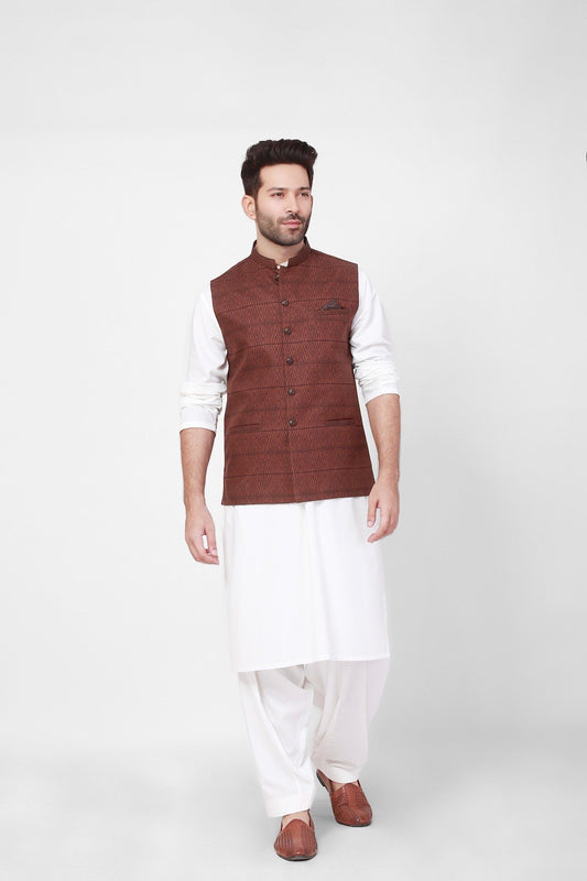 Edenrobe - Men's Brown Waist Coat - EMTWC21-35758