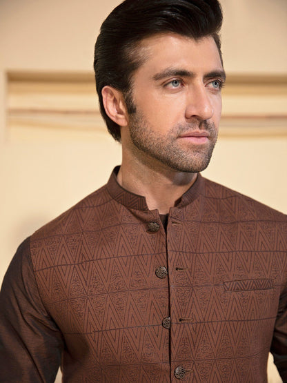 Edenrobe - Men's Brown Waist Coat - EMTWC21-35758