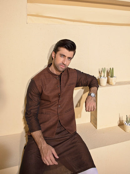 Edenrobe - Men's Brown Waist Coat - EMTWC21-35758