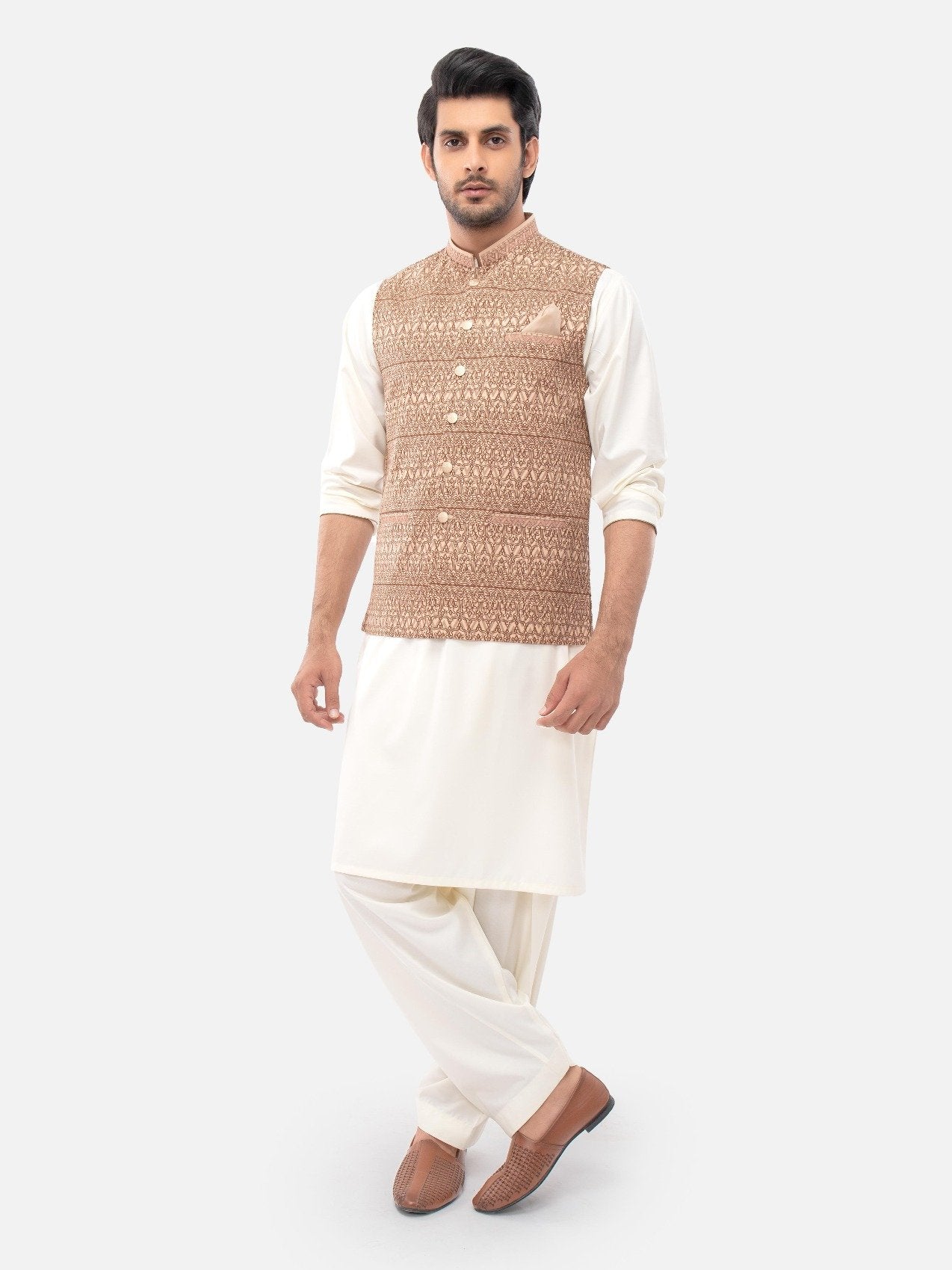 Edenrobe - Men's Light Brown Waist Coat - EMTWC21-35760