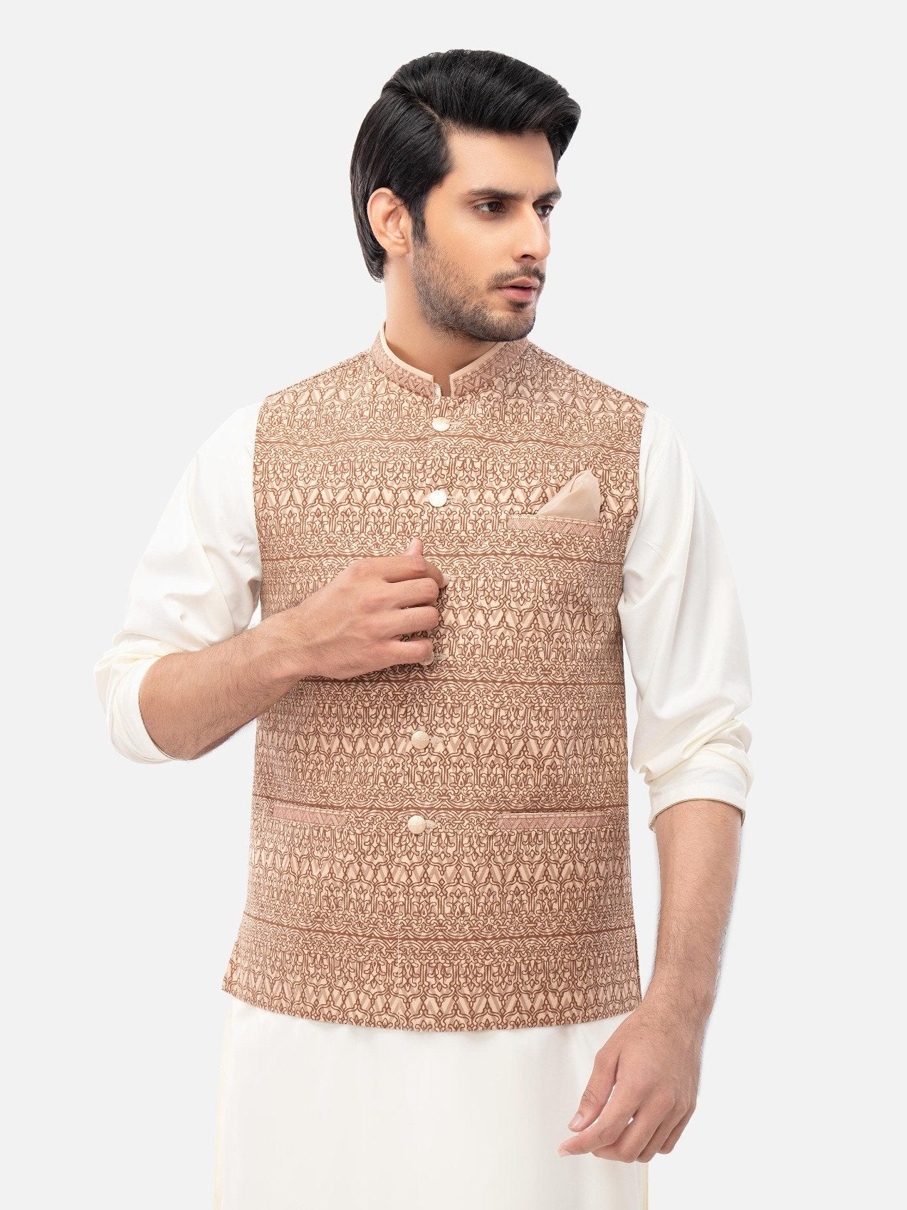 Edenrobe - Men's Light Brown Waist Coat - EMTWC21-35760