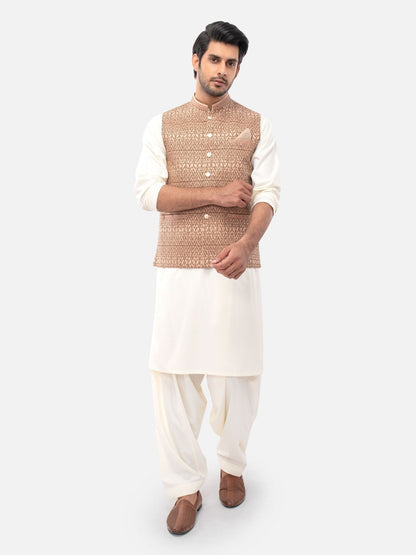 Edenrobe - Men's Light Brown Waist Coat - EMTWC21-35760