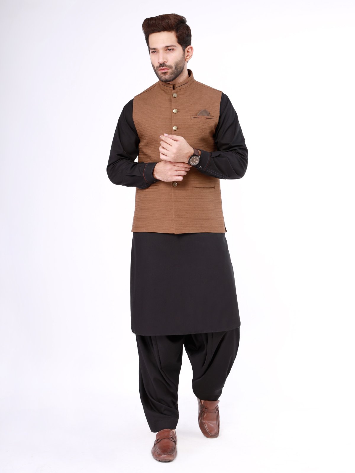 Edenrobe - Men's Brown Waist Coat - EMTWC21-35761