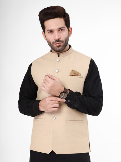 Edenrobe - Men's Beige Waist Coat - EMTWC21-35762