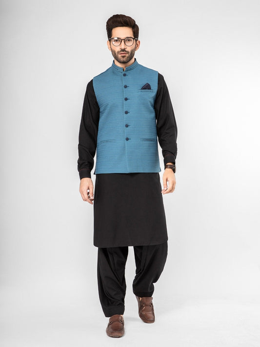 Edenrobe - Men's Teal Blue Waist Coat - EMTWC21-35766