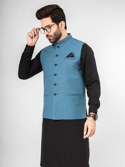 Edenrobe - Men's Teal Blue Waist Coat - EMTWC21-35766