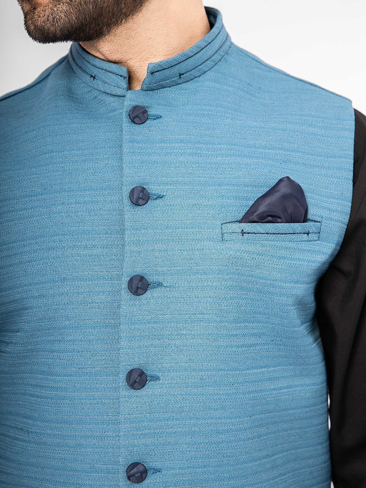 Edenrobe - Men's Teal Blue Waist Coat - EMTWC21-35766