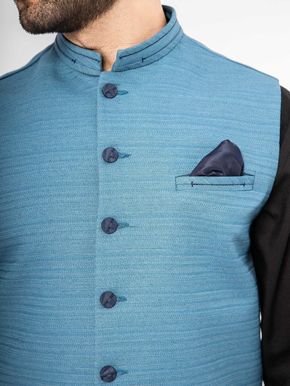 Edenrobe - Men's Teal Blue Waist Coat - EMTWC21-35766