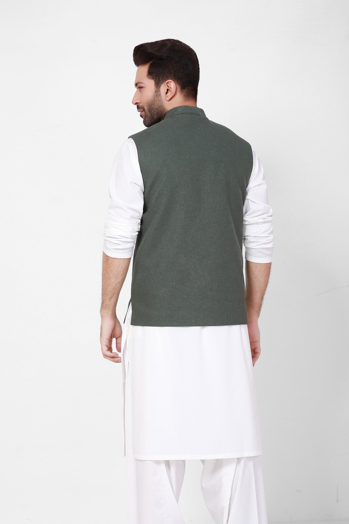 Edenrobe - Men's Dark Sage Waist Coat - EMTWC21-35768