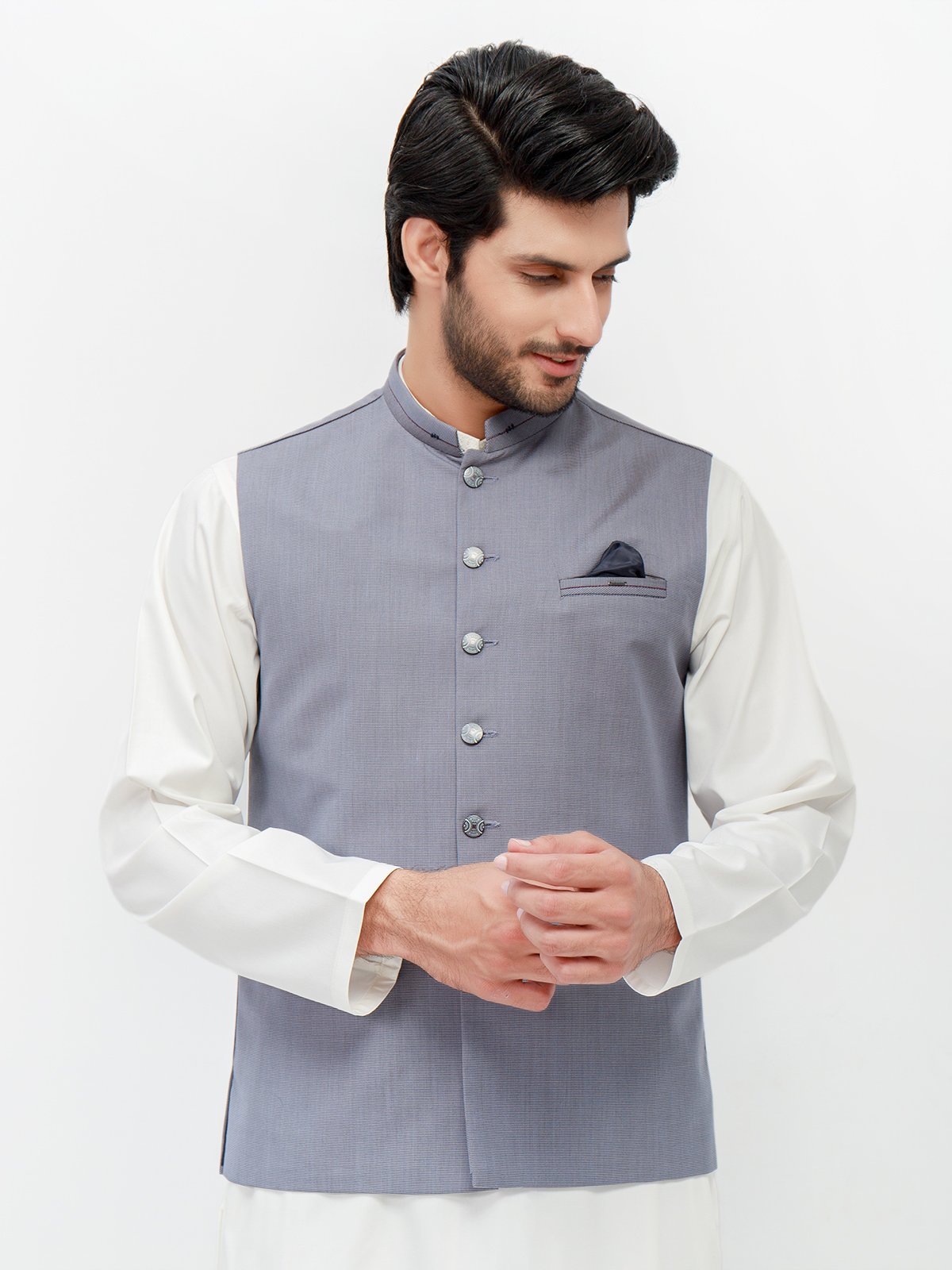 Edenrobe - Men's Steel Blue Waist Coat - EMTWC21-35775