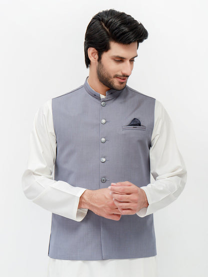 Edenrobe - Men's Steel Blue Waist Coat - EMTWC21-35775