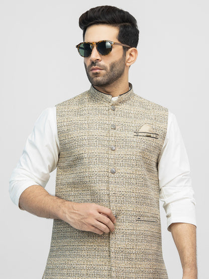 Edenrobe - Men's Beige Waist Coat - EMTWC21-35777